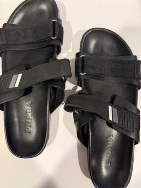 Prada double strap leather sandals